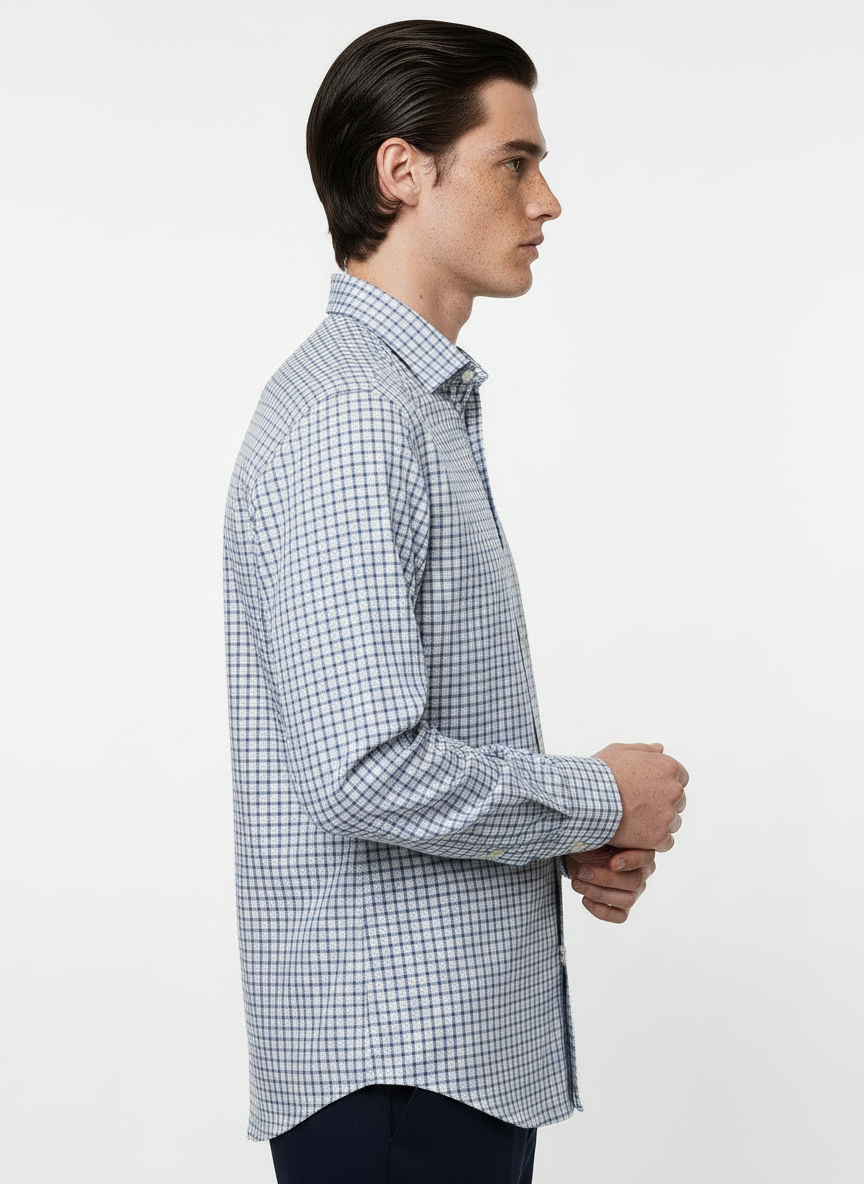 Checks Blue Men's Italian Shirt | Vol. 1