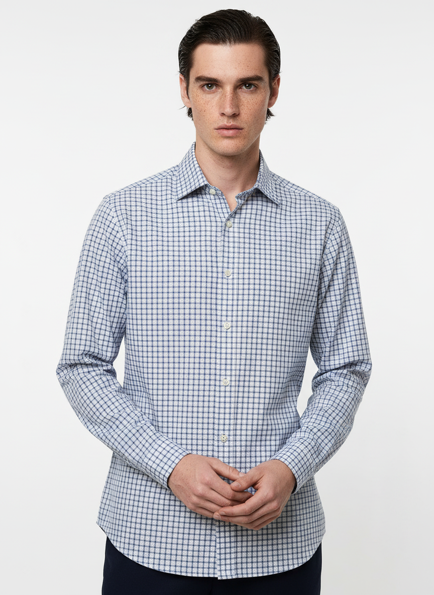 Checks Blue Men's Italian Shirt | Vol. 1
