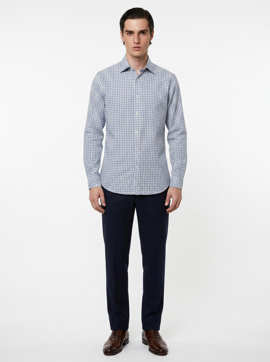 Checks Blue Men's Italian Shirt | Vol. 1