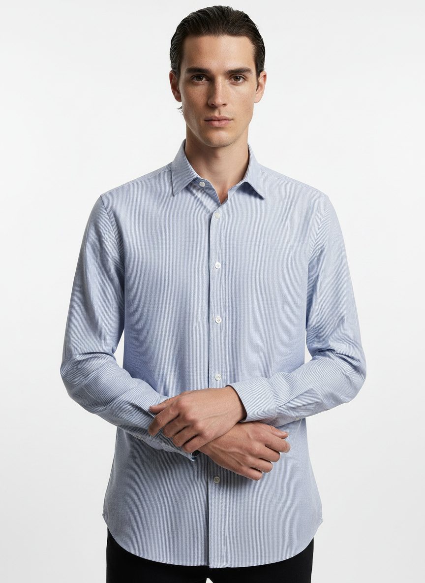 Mstriped Blue Men's Italian Shirt | Vol. 1