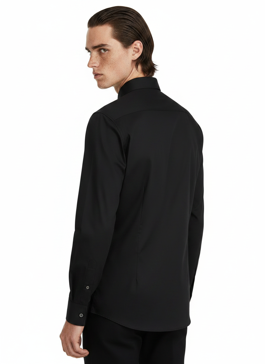 Solid Black Men's Italian Shirt | Vol. 2