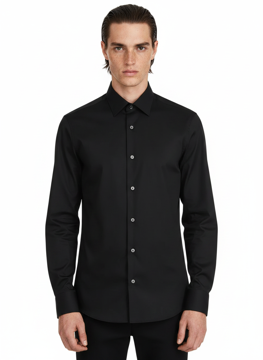 Solid Black Men's Italian Shirt | Vol. 2