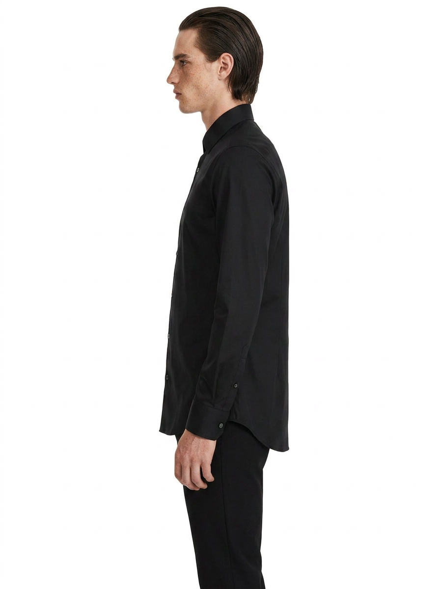 Solid Black Men's Italian Shirt | Vol. 2