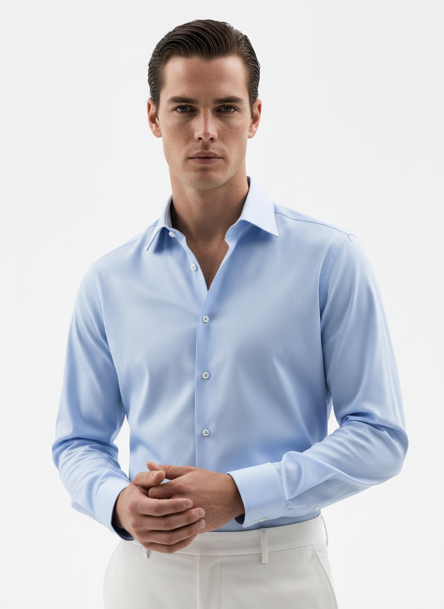 Solid Blue Men's Italian Shirt | Vol. 2