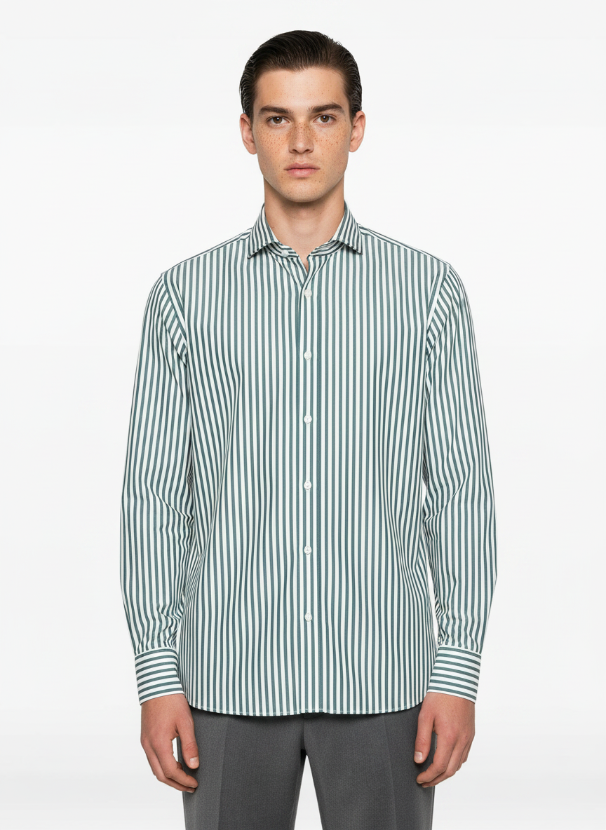 Striped Green Men's Italian Shirt | Vol. 1