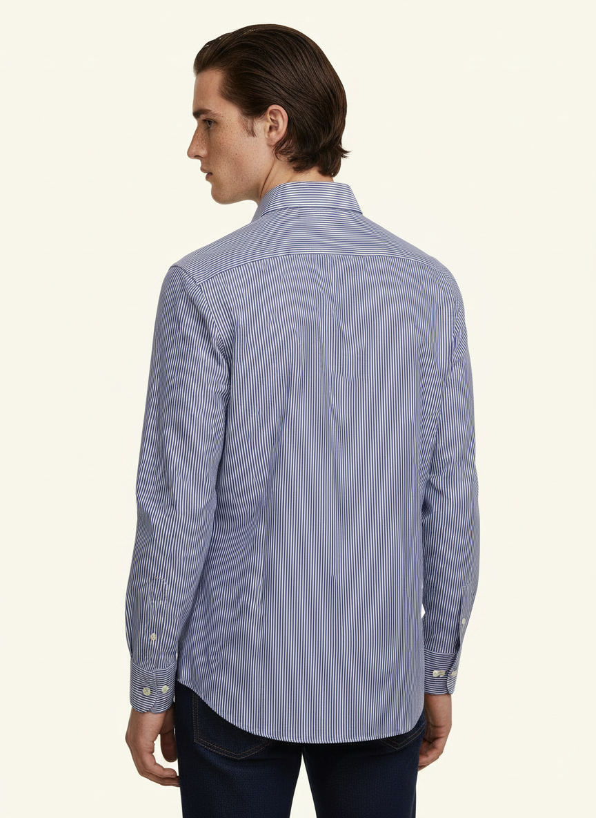 Striped Navy Blue Men's Italian Shirt | Vol. 1