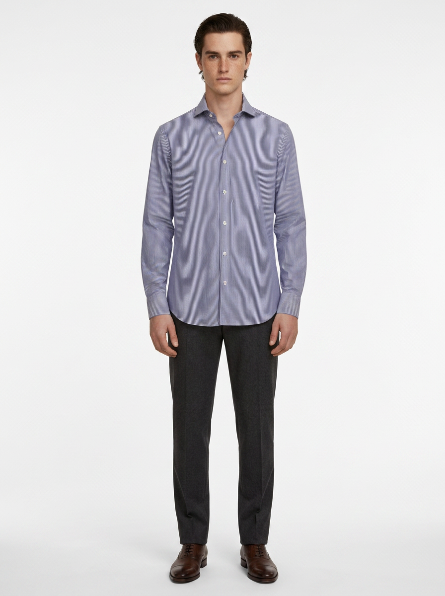 Striped Navy Blue Men's Italian Shirt | Vol. 1