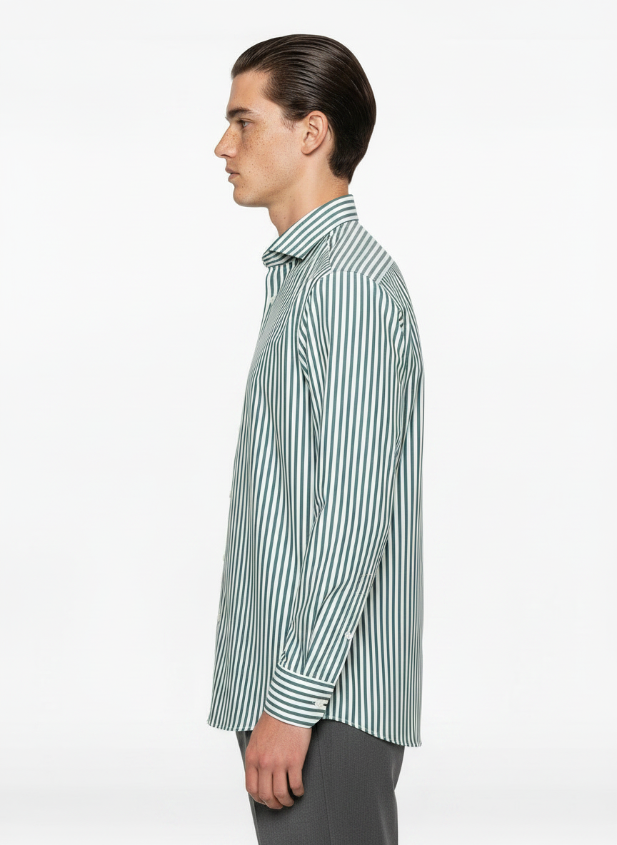 Striped Green Men's Italian Shirt | Vol. 1